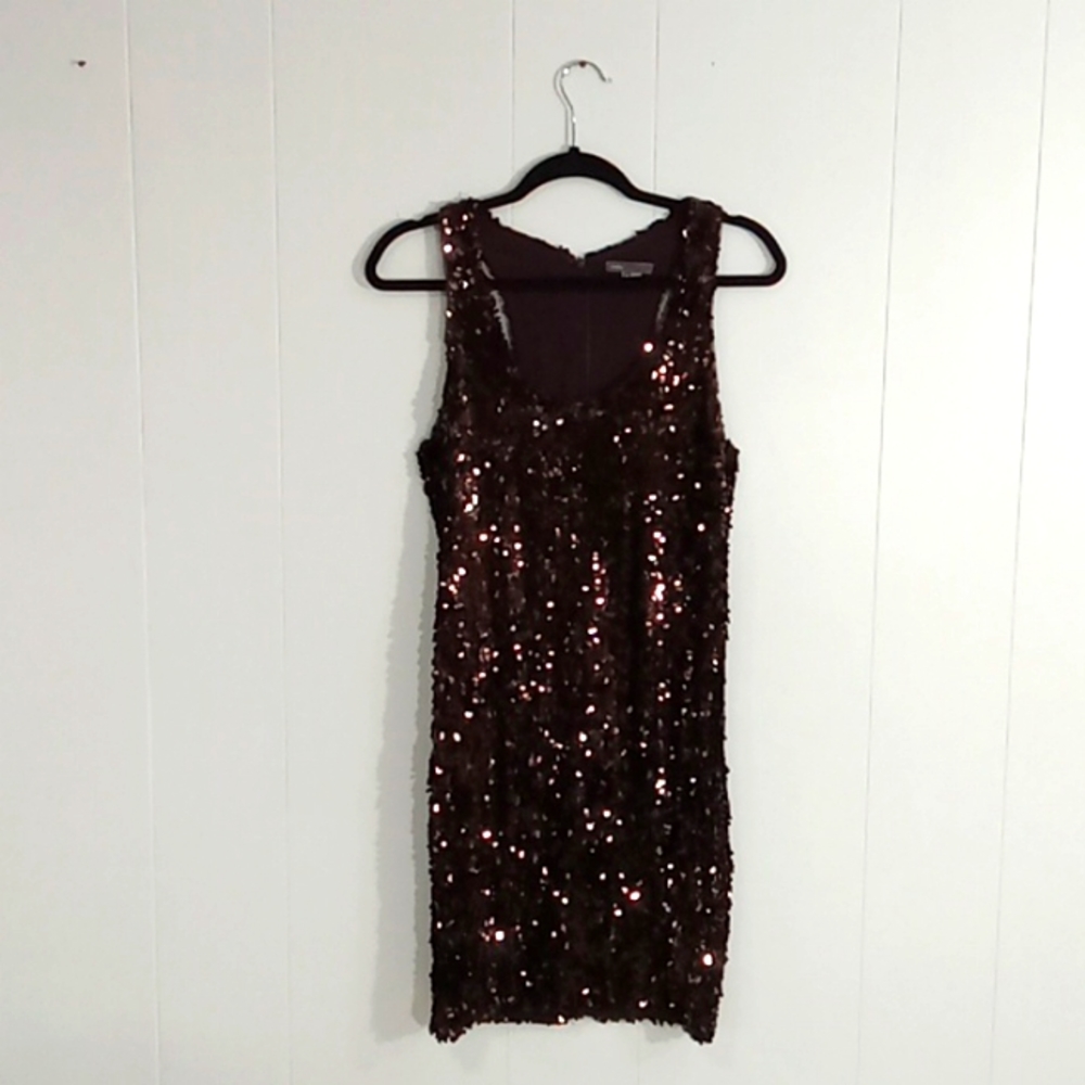 Dark brown stretchy sequin dress